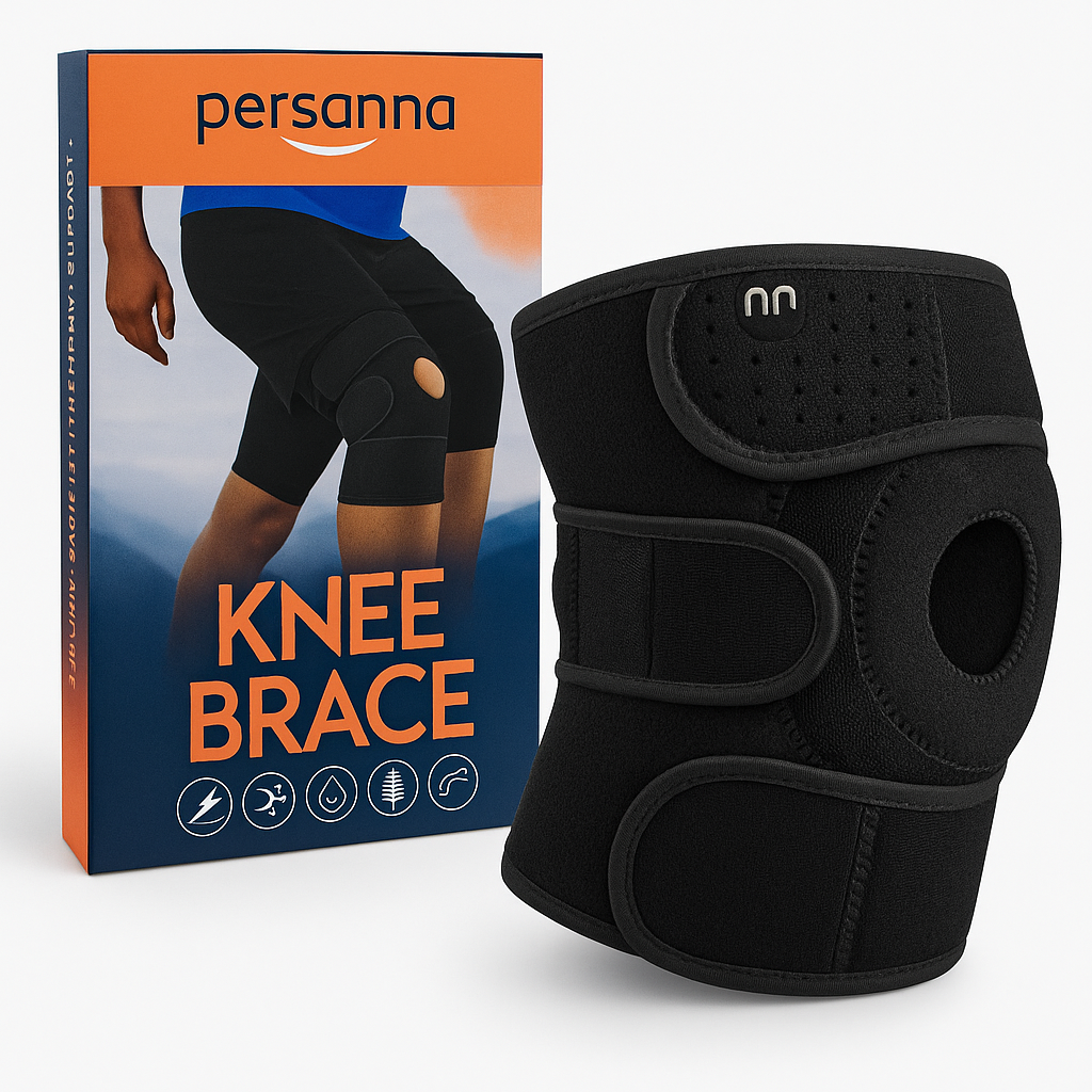 Knee Brace Support Open Patella- Hot Pain Relief Neoprene Fabric - Black