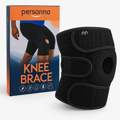 Knee Brace Support Open Patella- Hot Pain Relief Neoprene Fabric - Black